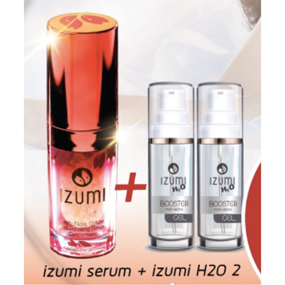 Izumi Tripple Micro Cellular Rejuvenating Serum Concentrate 1 Pc.+ Izumi H2O Booster Moisturizing Gel 2 Pcs.